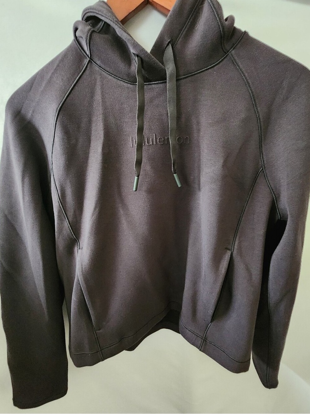 Lululemon Smooth Spacer Hoodie Embossed Logo Pullover Black Sweatshirt 2